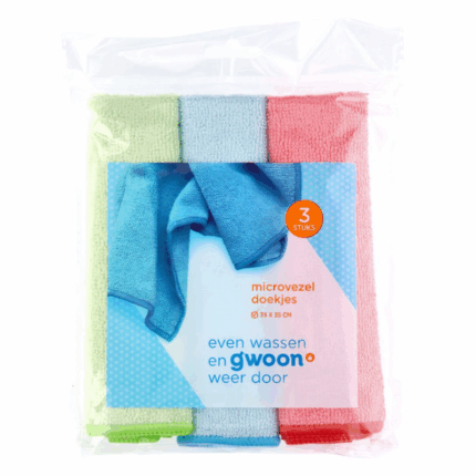 Gwoon microvezeldoeken 35x35 cm set van 3 schoonmaakdoeken