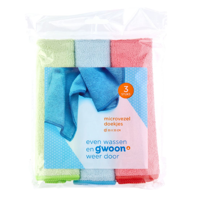 9218260 Gwoon microvezeldoeken 35x35 cm set van 3 schoonmaakdoeken