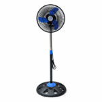 Alpes staande ventilator 10 inch blauw met verstelbare standaard en ronde voet