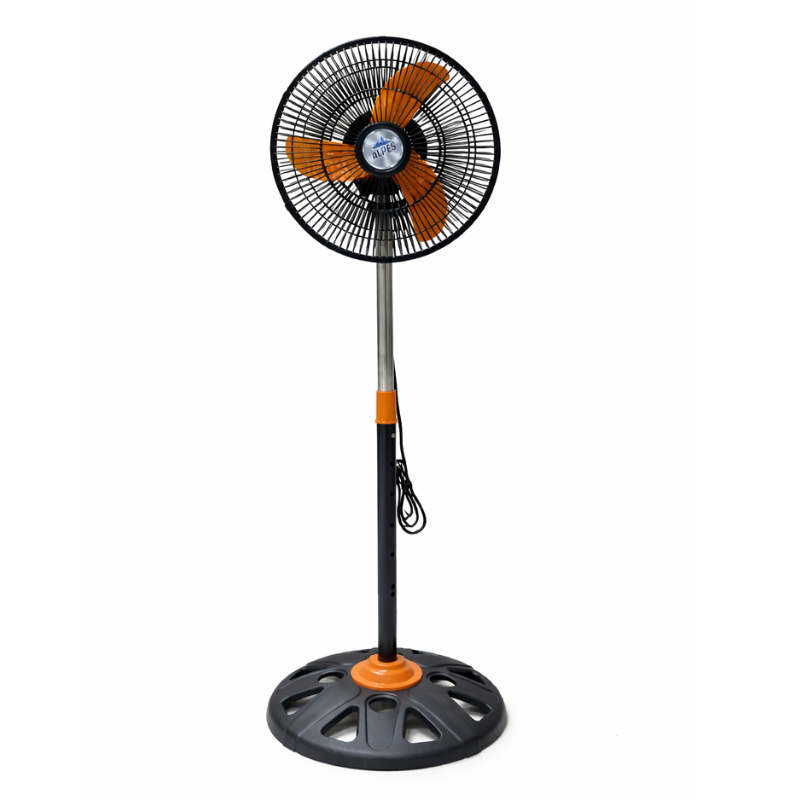 APS9594ORANGE Alpes staande ventilator 10 inch oranje met verstelbare standaard en ronde voet