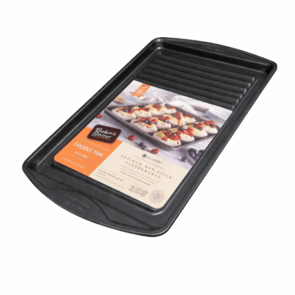 Baker’s Secret grillpan 38x25,5x2 cm met ribbelbodem en anti-aanbaklaag op witte achtergrond