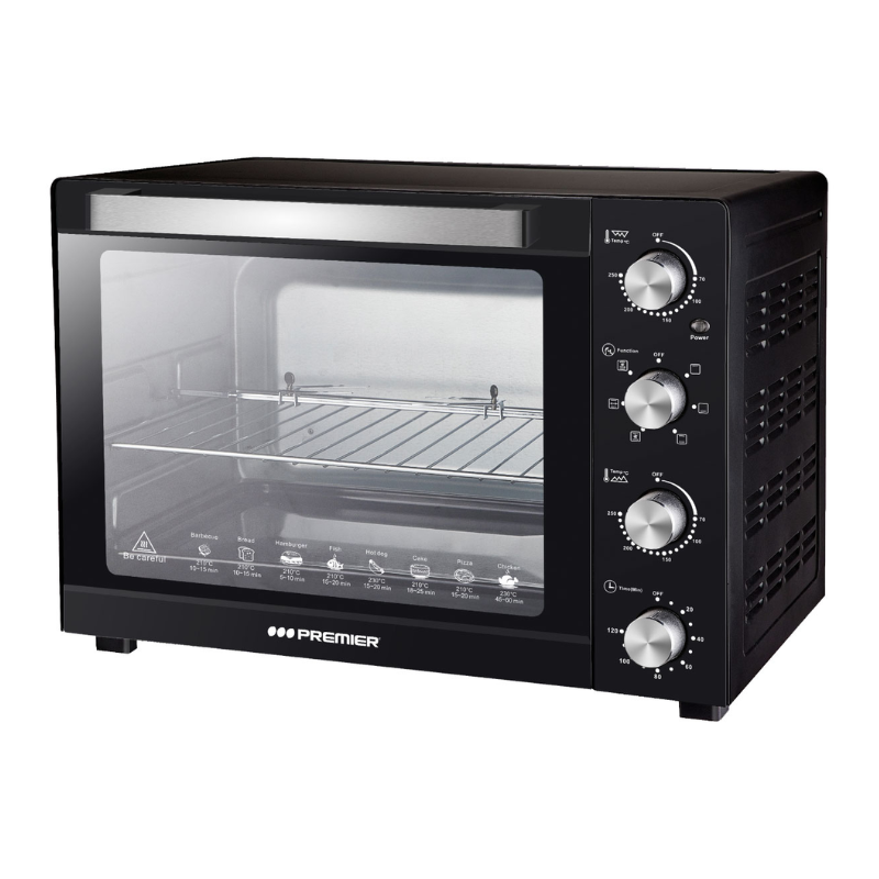 ED9337 60L elektrische toaster oven zwart met convectie en rotisserie