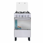 Gasfornuis met 4 gasbranders en 47 liter oven, RVS kookplaat met glazen deksel en spiegelglazen ovendeur