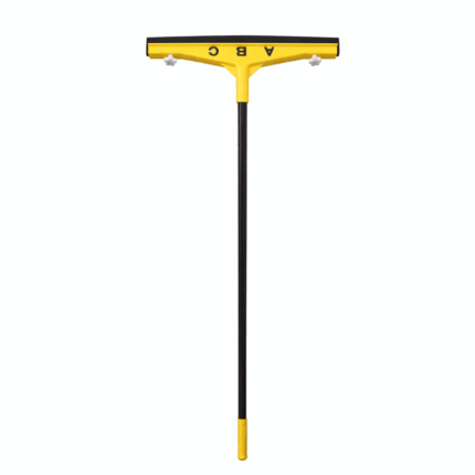 Vloerwisser met steel 45 cm gele kop met zwarte steel en rubberen trekstrip