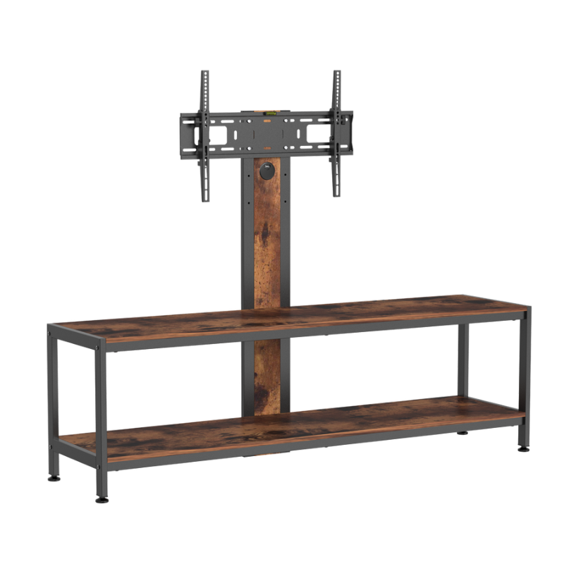 Industrieel tv-meubel met geïntegreerde tv-beugel en 2 planken