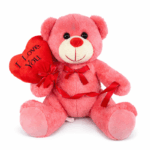 Teddybeer met I Love You hart 30 cm op witte achtergrond
