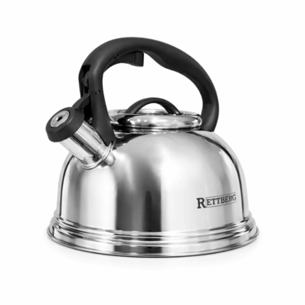 Rettberg RVS fluitketel 2.7 liter met zwarte handgreep en fluitdop