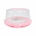 Violet taartdoos 24 cm met transparante stolp en roze bodem voor het bewaren en vervoeren van taarten