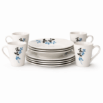 Lotus serviesset 12 delig met dinnerborden 9 inch diepborden 8 inch en mokken 9 oz voor 4 personen