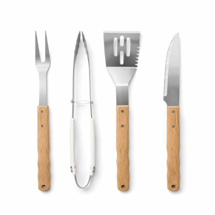 BBQ gereedschap set 4-delig met tang spatel vork en mes