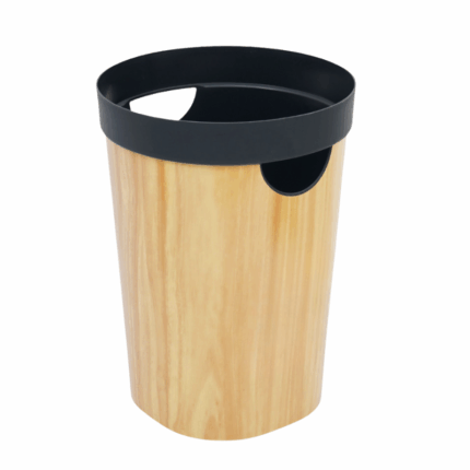 Ezy ronde prullenbak houtlook 10 liter open afvalbak