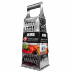 Lotus roestvrijstalen 4-zijdige keukenrasp met handvat voor kaas en groenten raspen.