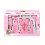 Beidile babyverzorgingsset 8 stuks roze en blauw met borstel kam en nagelverzorging