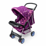 Cutie Baby paarse kinderwagen met bloemenpatroon, zonnekap en bekerhouder