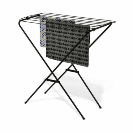 Wonder House inklapbaar droogrek zwart met kleding 106x55x95 cm
