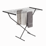 Wonder House inklapbaar droogrek zwart met handdoeken 90x53x80 cm