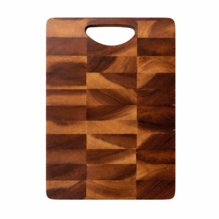Kitchen Details houten snijplank met handgreep en blokpatroon design 24x32.5 cm