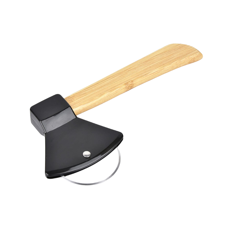 83140 Pizzasnijder met rolmes en bamboe handvat in zwart design