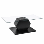 Glazen salontafel met zeshoekige zwarte basis