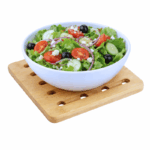 Bamboe vierkante onderzetter 17×17 cm met bord – hittebestendige trivet voor pannen en schalen