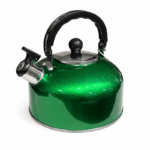 Fluitketel 4 liter roestvrij staal met fluitsignaal en hittebestendige handgreep in metallic kleur.