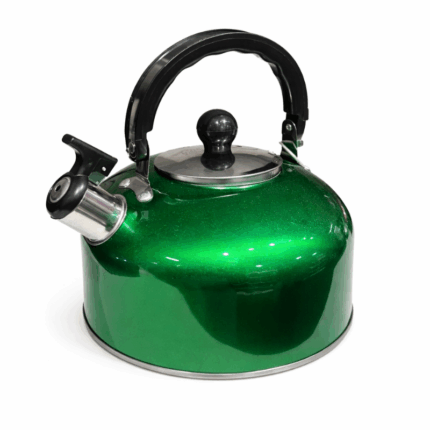 Fluitketel 4 liter roestvrij staal met fluitsignaal en hittebestendige handgreep in metallic kleur.