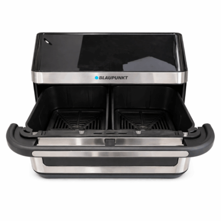 Blaupunkt airfryer met dubbele lade open RVS zwart