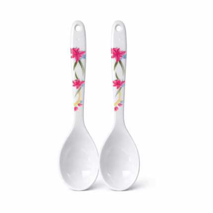 Melamine opscheplepels met bloemenprint set van twee serveerlepels