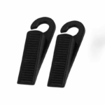 Zwarte deurstopper met haak en antislip ribbels – set van 2