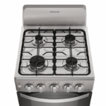 Frigidaire grijs gasfornuis 4 branders 20 inch met oven en draaiknoppen