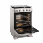 Frigidaire gasfornuis grijs 24 inch met 4 branders en open oven