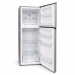 Global 11 Cu.Ft. No Frost koelkast met dubbele deur en groentelade op witte achtergrond