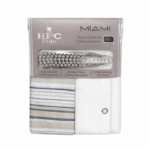 HPC Polo Miami beige strepen douchegordijn set met liner en haken