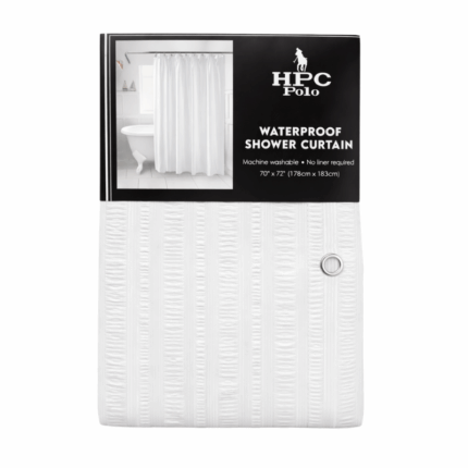 HPC Polo wit waterproof douchegordijn 178×183 cm voor badkamer.
