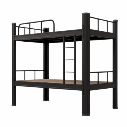 metalen zwart stapelbed met ladder en veiligheidshek 200x90x180 cm