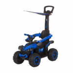 kinder loopauto quad met duwstang en zonnescherm blauw
