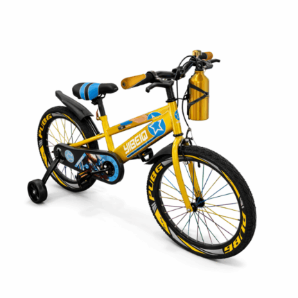 goud blauw kinderfiets van 20"
