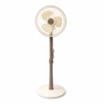 Shenlian staande ventilator 12 inch geel bruin met ronde voet en beschermrooster