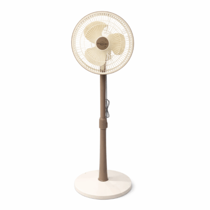 Shenlian staande ventilator 12 inch geel bruin met ronde voet en beschermrooster