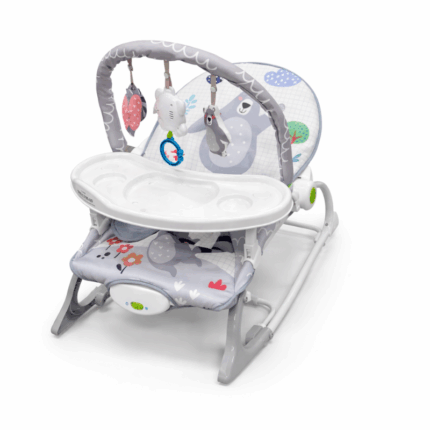 Baby wipstoel met afneembare tafel en speelboog met hangende speeltjes