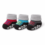 Le'petit antislip babysokjes 3 paar zwart grijs sport design 0-6 maanden baby sokken met grip