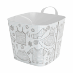 Life Story 2-in-1 opbergmand en wasmand 25 liter met kledingprint en handgrepen