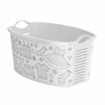 Life Story lage wasmand 42 liter met kleding patroon en handgrepen