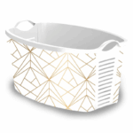 Life Story lage wasmand 42 liter met goud geometrisch patroon en handgrepen