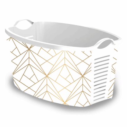 Life Story lage wasmand 42 liter met goud geometrisch patroon en handgrepen