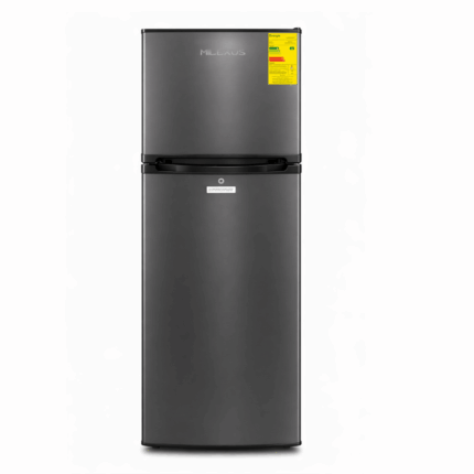 Milexus 7.2 Cu.Ft. koelkast met vriezer boven in donkergrijs design.