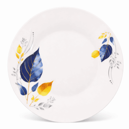 Lotus porseleinen dinerbord 10.5 inch wit met blauw en gele bladprint