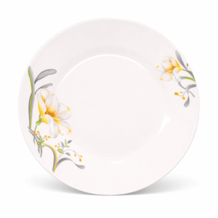 Lotus porseleinen dinerbord 9 inch wit met bloemenprint