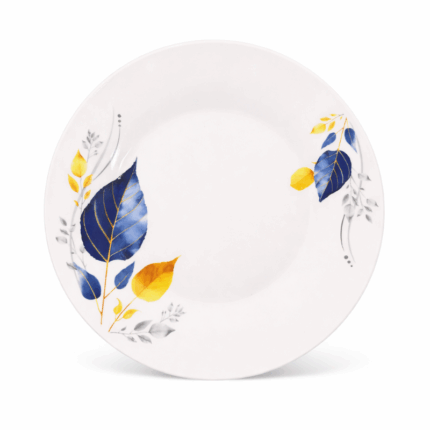 Lotus porseleinen dinerbord 9 inch wit met blauw en gele bladprint