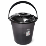 QS zwarte kunststof emmer met deksel en handvat 20 liter